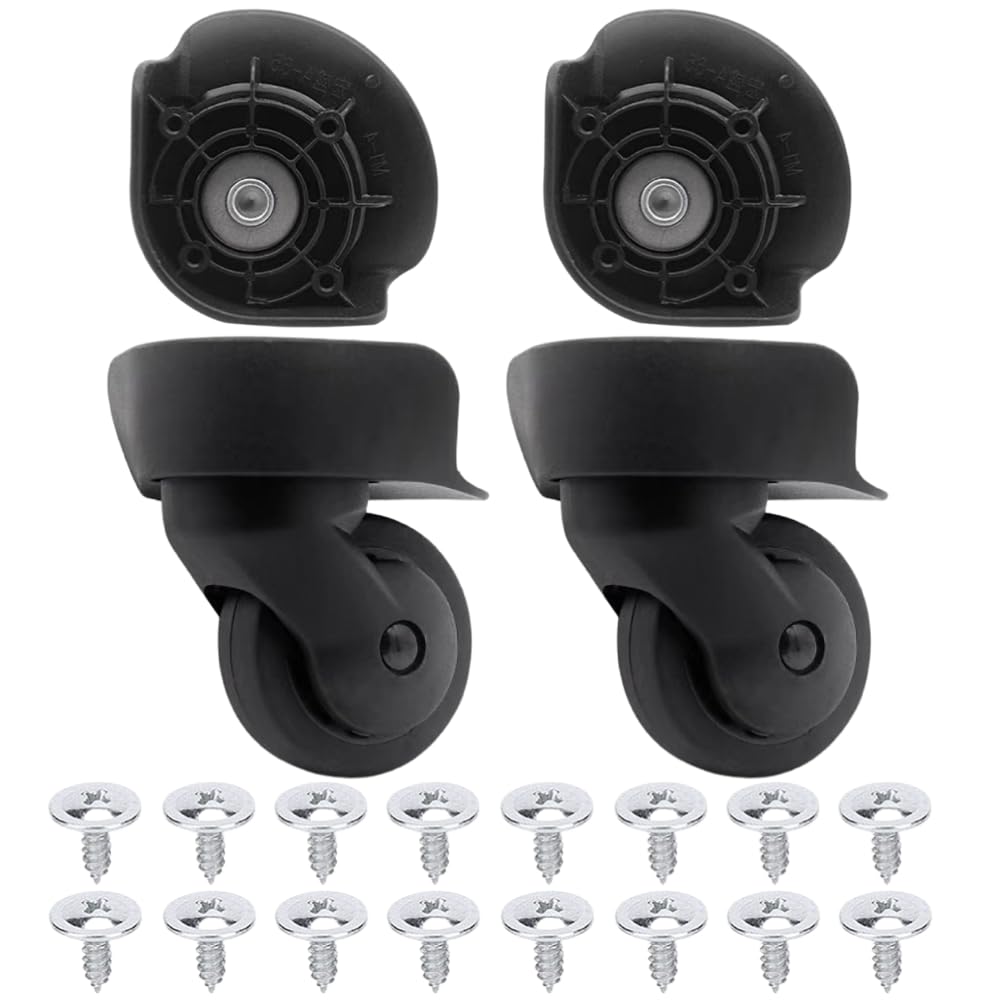 Ailunate Suitcase Caster Replacement Tire Kit, Carry-on Wheels, Rubber, Quiet, Repair Parts, Axle Replacement (A65 Large, Set of 4)