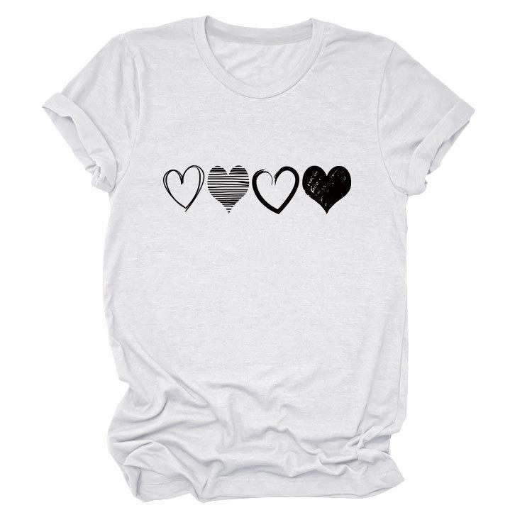 Fashion Trends Four Different Hollow-Out Love Women's Crew Neck Short Sleeve T-Shirts