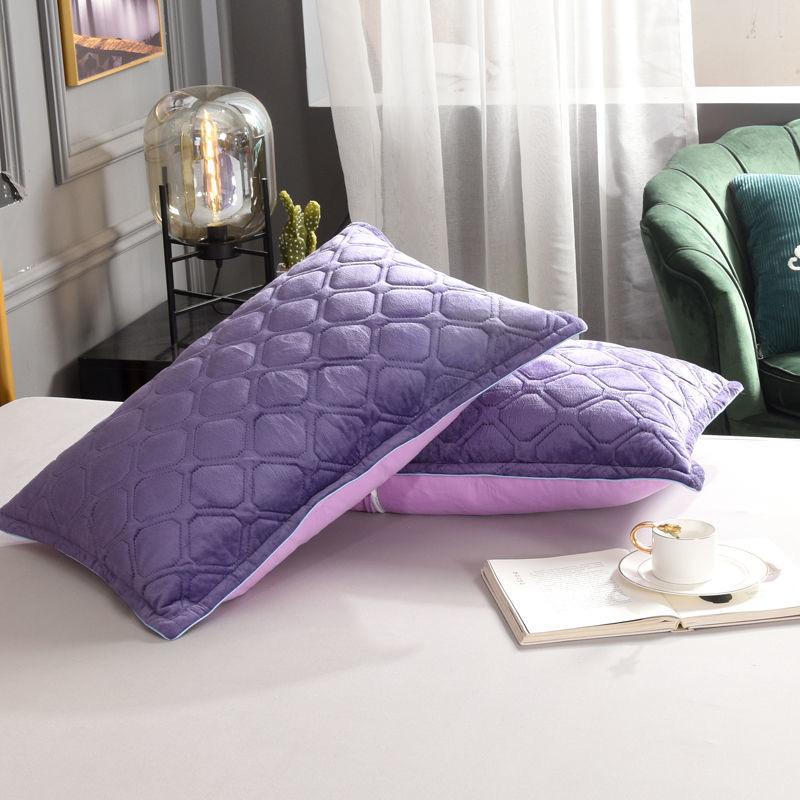 Winter Crystal Velvet Pillowcase Flannel Thicken Warm Coral Velvet Pillow Case Solid Color Bedding Pillow Cover 48cmx74cm
