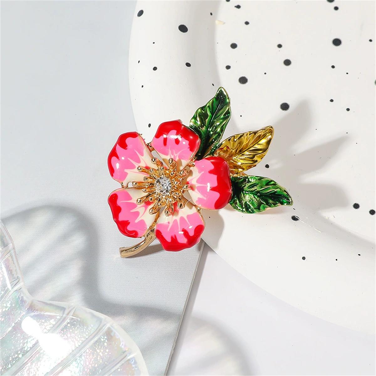 

1Pc Fashion Elegant Flower Brooch Pin Elegant Retro Jewelry Accessories Party Birthday Festival Gift Souvenir for Men and Women красный
