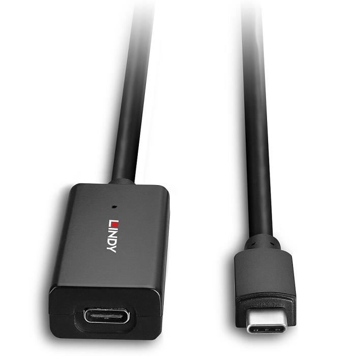 Câble USB - LINDY - 43356 - Rallonge active USB 3.2 - 5m - Noir