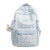 Schoolbag new high-value Japanese ins fresh and sweet plaid contrasting color splicing backpack junior high school students lightweight backpack