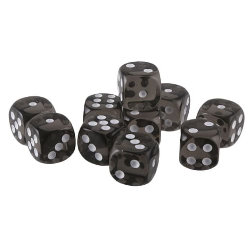 [Generic] Set of 10 Tabletop Role-Playing Game Acrylic Toy Six-Sided Dice, D6, Available In 10 Colors - Black