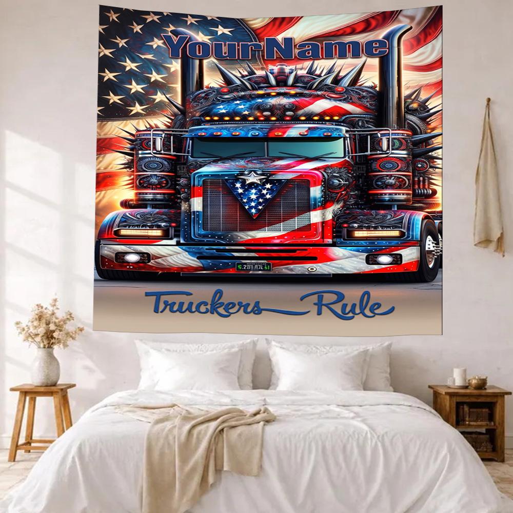 Peterbilt Schwerlastwagen Benutzerdefinierter Name Wanddekor Wandteppich Kunst Für Haustiermemorial Geburtstag Hochzeitsfeier Hintergrund Familien Geschenk