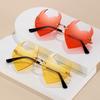 Novel Rimless Devil Ear Heart Shape Sunglasses for Women Men Trendy Creative Party Halloween Cosplay Glasses UV Protection