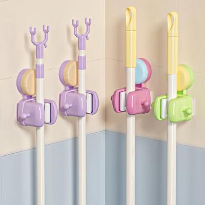 Dopamine Suction Cup Mop Holder Wall Mounted Mop Storage Clips Wall Mounted Mop Rack  Bathroom