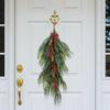 2 Pcs Artificial Christmas Teardrop Swag With Berries And Pinecones, Faux Berry Branch Teardrop Door Swag,
