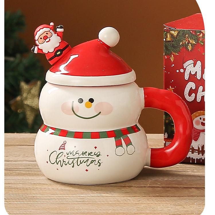 Christmas Themed Ceramic Mug with Lid