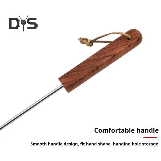 BBQ Steak Grill Hook Meat Turner Wooden Handle Stainless Steel Food Flipper for Grilling Vegetables Portable Kitchen Tool