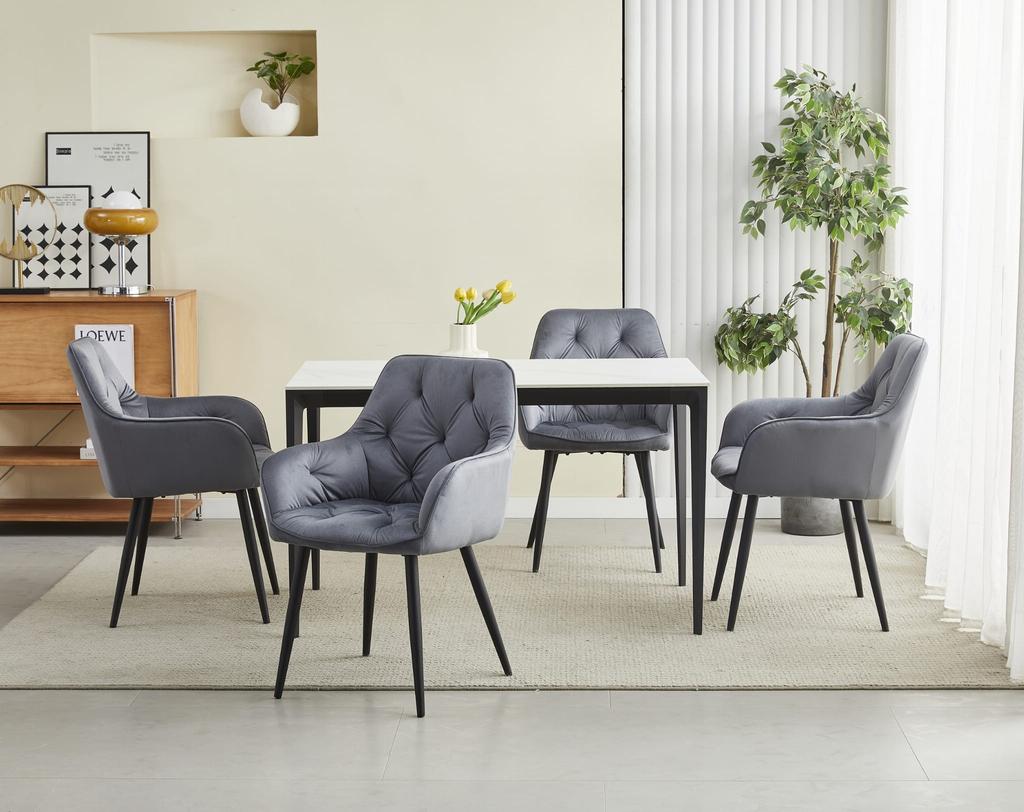 JORK Chair - Dark Gray Velvet / Black Legs X 1