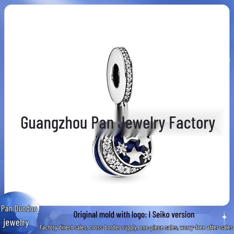 Pandora-Style White Copper Beads: Blue Series Heart of the Ocean & Dream Catcher Pendants