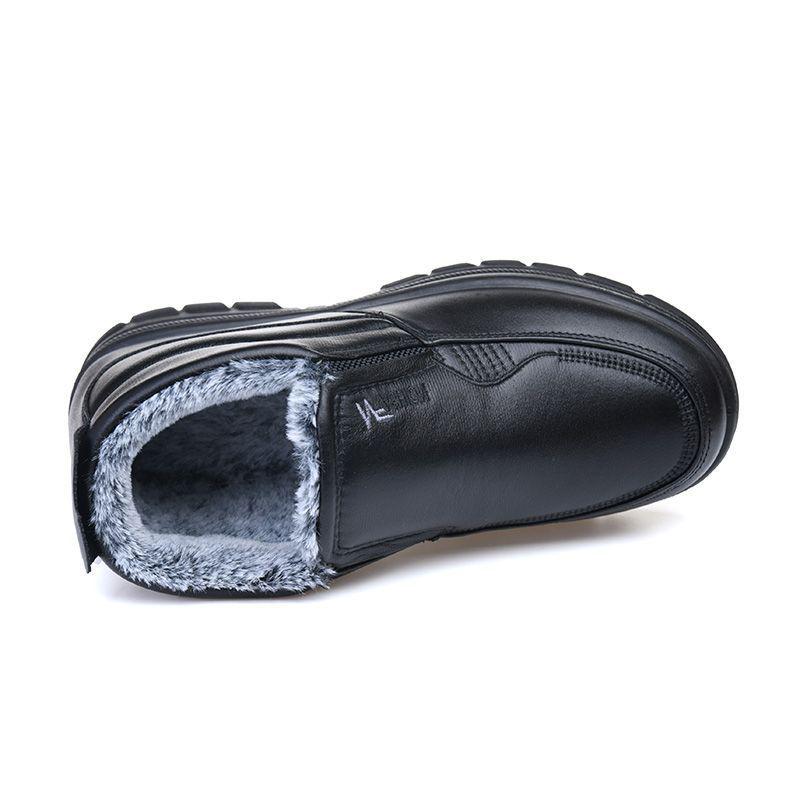 Old Beijing Waterproof Leather Winter Shoes for Elders - Non-slip, Thickened, Plus Velvet Warm, for Casual Wear