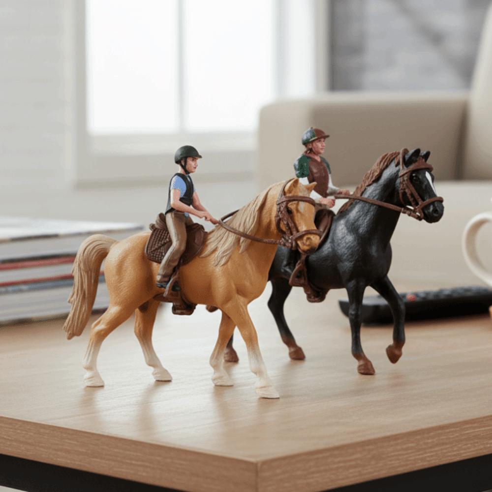 Farm Animal Rider and Horse Figurine Equestrian Rider Farm Animal Model Living Room