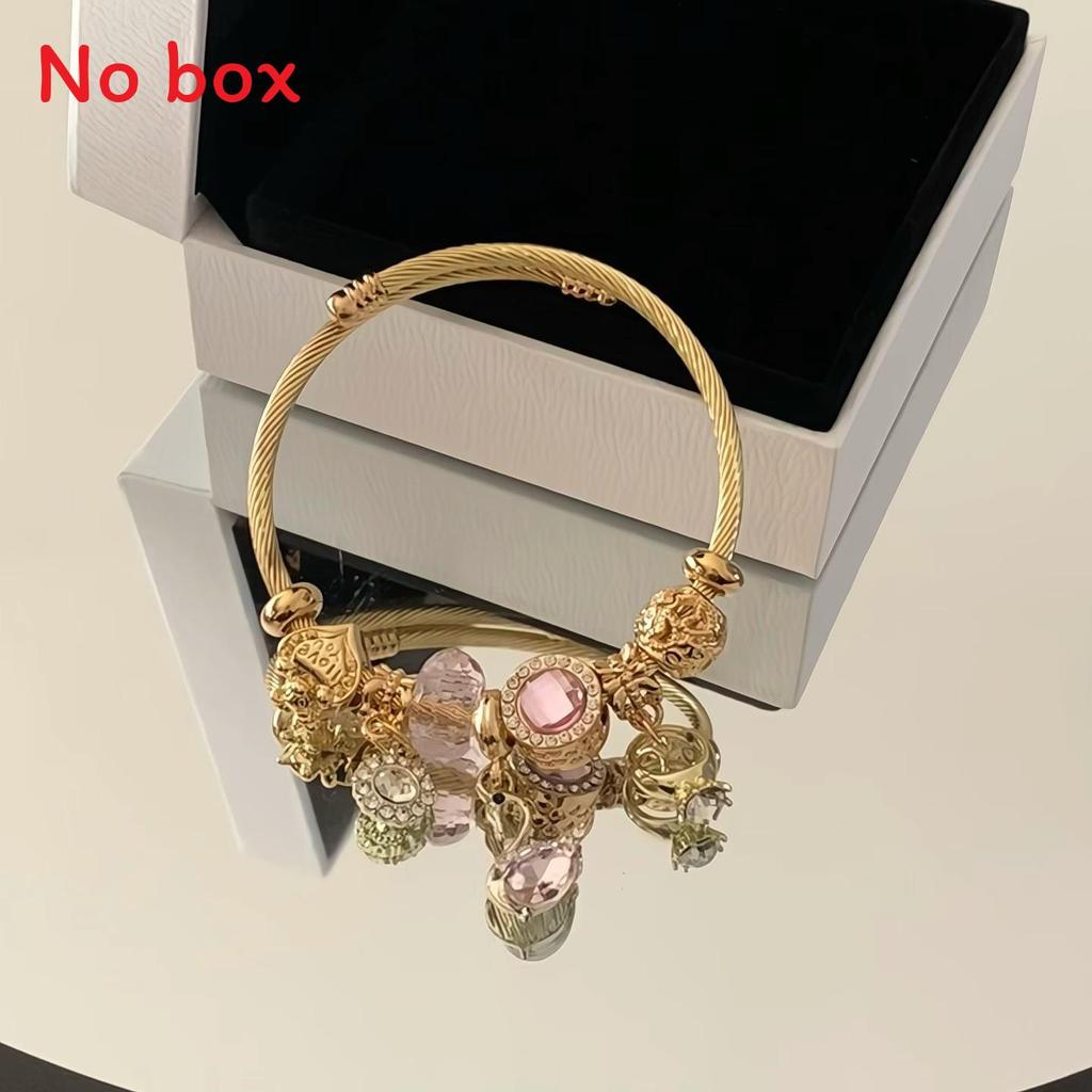 

Stainless Steel Jewelry Bracelet For Women Featuring Animalthemed Pendant And Sparkling Crystals PinkSwan