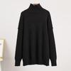 European Style High Neck Loose Wool Sweater – Women's Versatile Solid Color Knitted Sweater