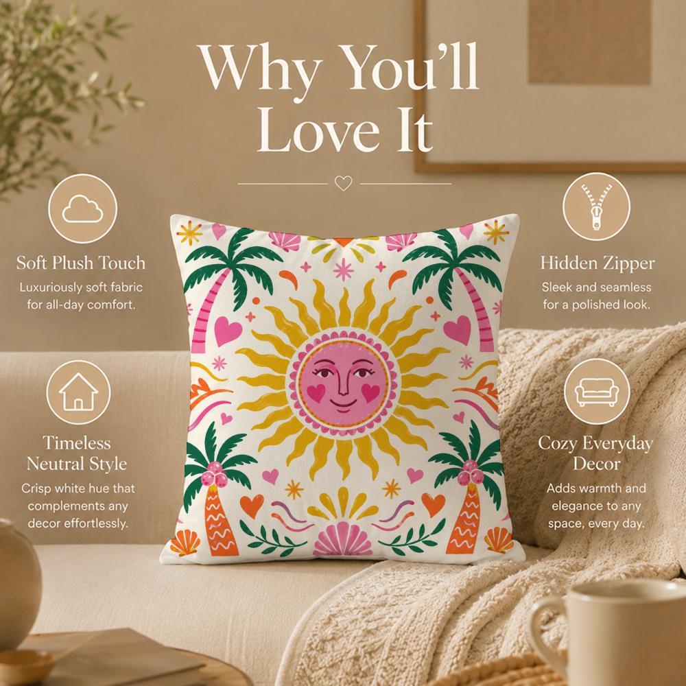 Colorful Decorative Cushion Cover Double-Sided Printed Pillow Cover Hypoallergenic Dust-Mite Proof