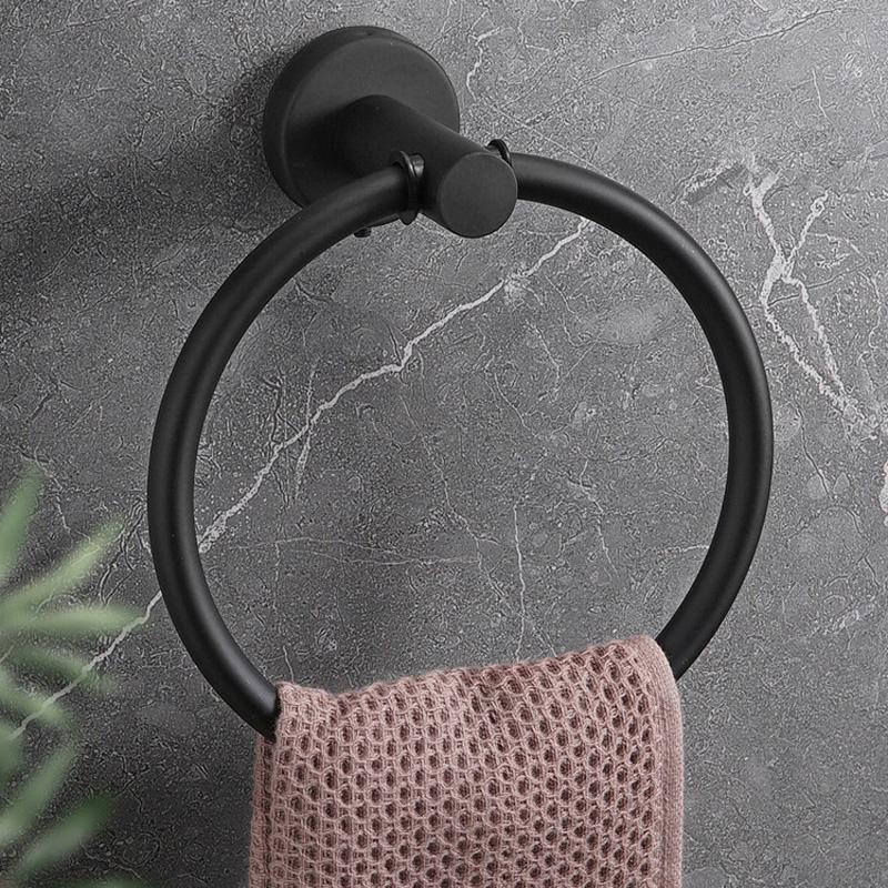 Hotel Commercial Bathroom Towel Holder Stainless Steel Wall-mounted Towel Ring Waterproof Anti-slip Design for Toilet Use