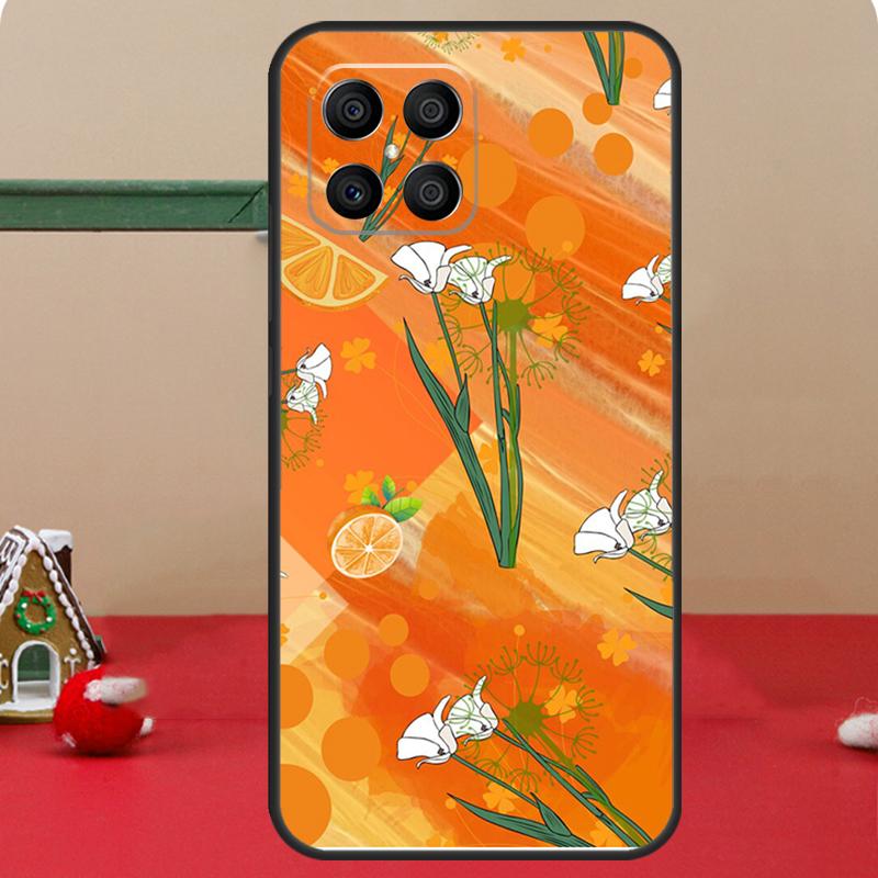 Orange Flower Pattern Case For Honor Magic 8 Pro 6 7 Lite Honor 400 200 50 70 X8c X8b X9a X9b X9c X9d Win RT Coque