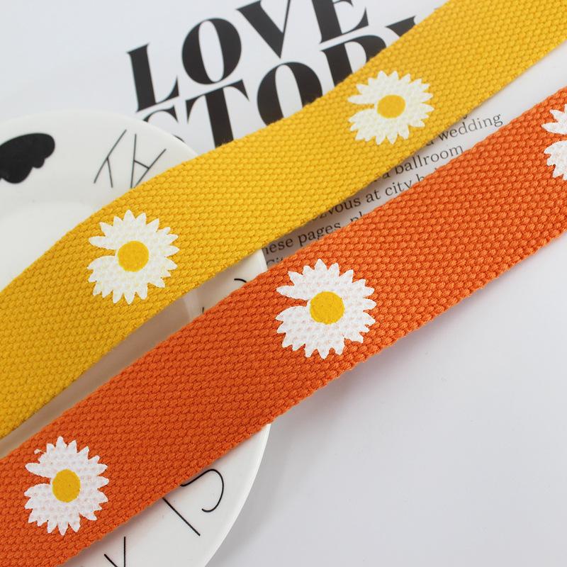 Student Kleine Gänseblümchen Dekorativer Jeansgürtel Unisex Doppelringschließe Canvasgürtel