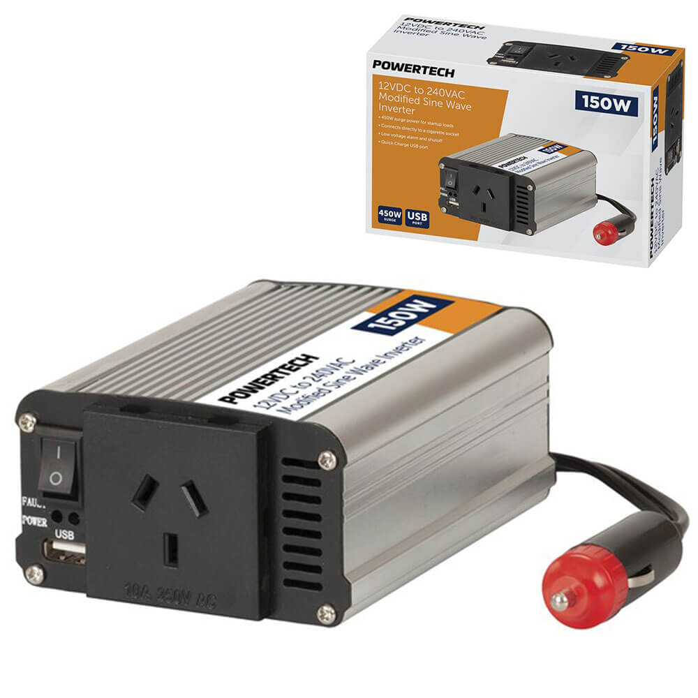 Powertech Modifizierter Sinus-Wechselrichter 12VDC/230VAC 150W