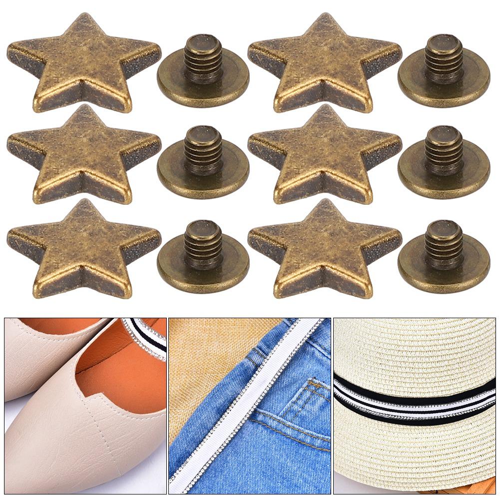 50 Sets Star Shape Rivet 12MM Flat Screw Clothes Accessory Anti‑Corrosion Zinc Alloy(Bronze )