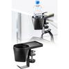 Sanwa Direct Drink Holder, Desk, Headphone Hanger, Bag Hanger, Clamp Type, Metal, 5kg Weight Capacity, Black, 200-STN063BK