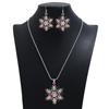 Snowflake Necklace Set With Rhinestone Decor And Alloy Chain Christmas For