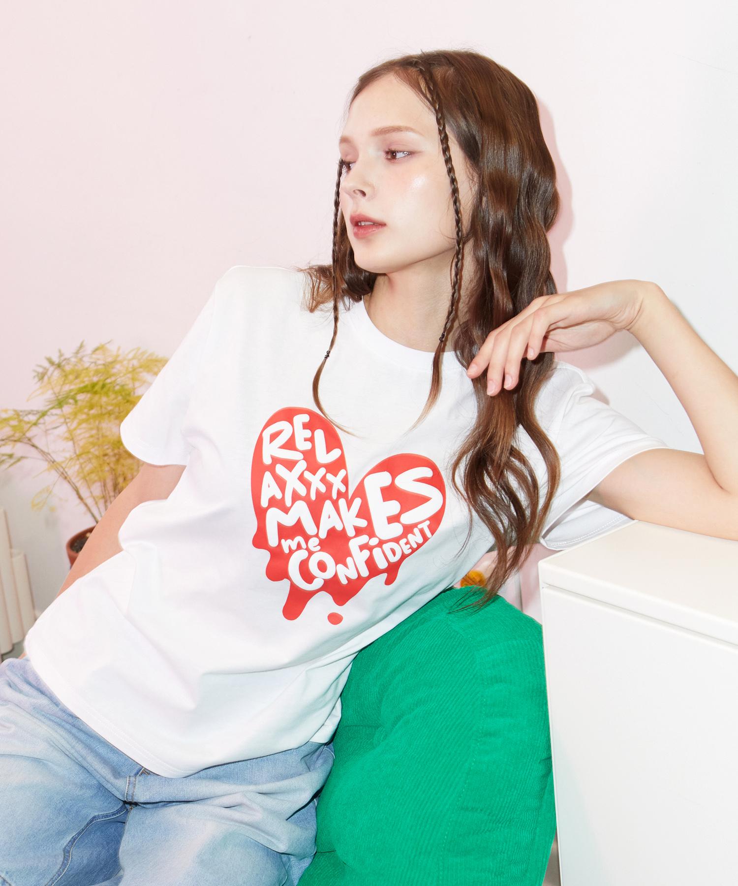 Rlxmc Melting Heart Graphic Short Sleeve T-Shirt_White [Red H] White