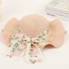 Hot Sale Flower Lace Ribbon Sun Hat Seaside Vacation Bow Sun Hat Wave Edge Stylish Straw Hat