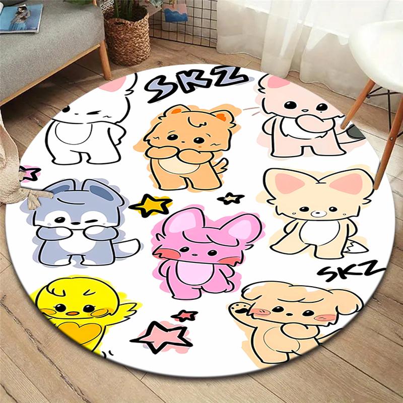SKZ Round Area Rug,Carpet Rug for Living Room Bedroom Sofa Playroom Decor,Non-slip Floor Mat