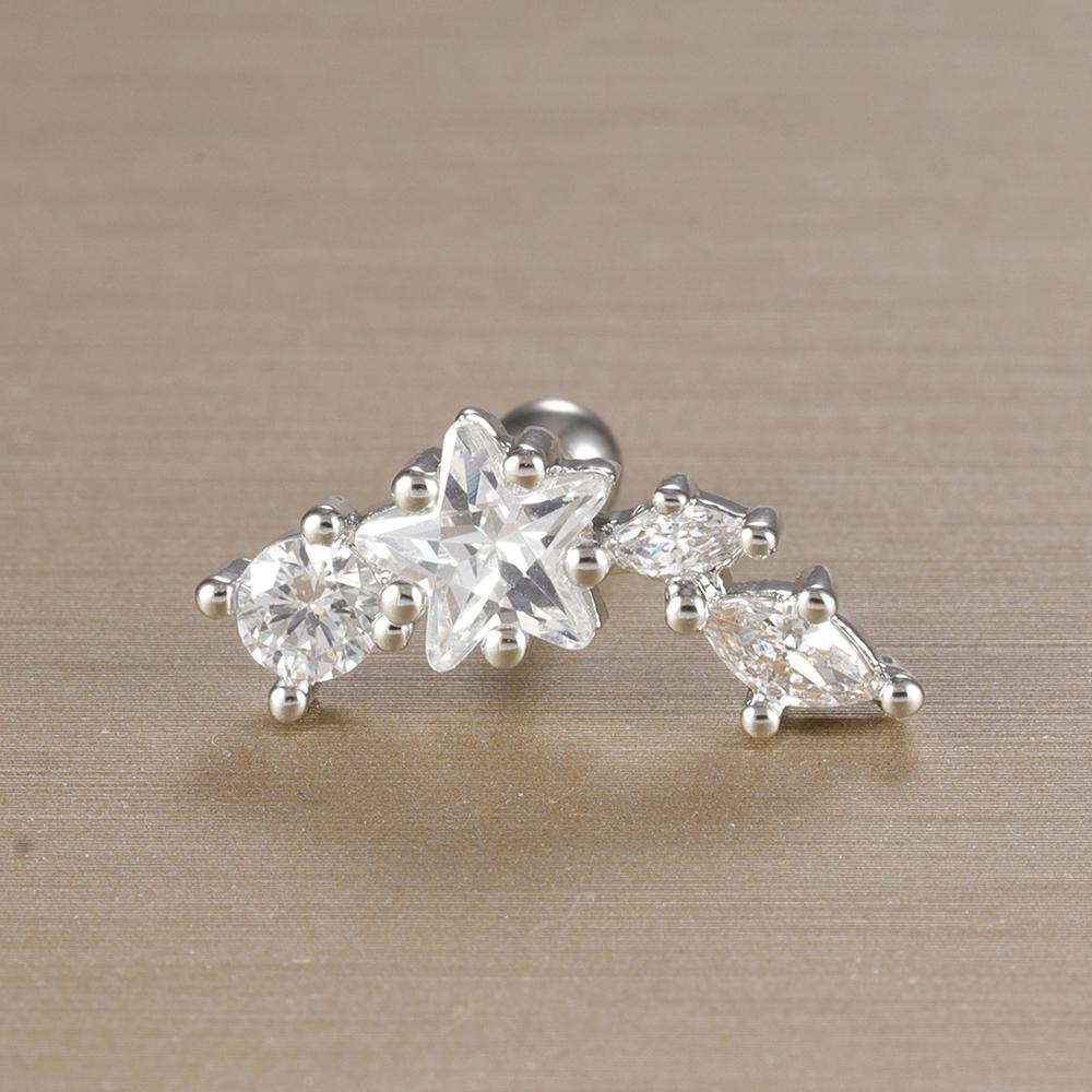 1 Stück 316L Edelstahl Geometrie Ohrstecker Für Frauen Mode Stern Mond Lappen Daith Helix Knorpel Ohrring Piercing Zirkon