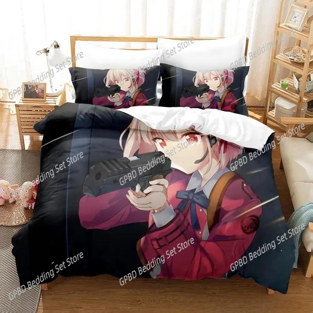 Comforter 3D Print Anime Kawaii Girl Lycoris Recoil Bedding Set Bedroom Soft Modern S Comefortable Quilt