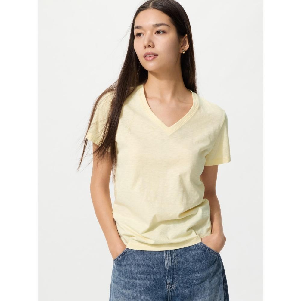 Uniqlo Japan Slub CoTTon V Neck T