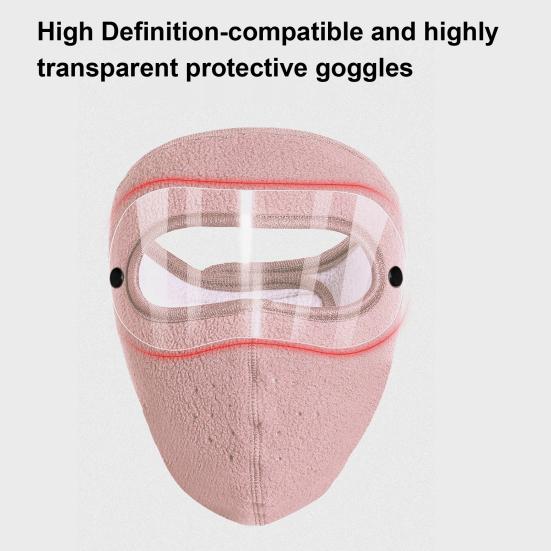 Winter Cycling Fleece Face Guard with Goggles Men Women Cold Weather Outdoor Clear Vision Windproof Antifog Goggle Thermal Full Face Guard