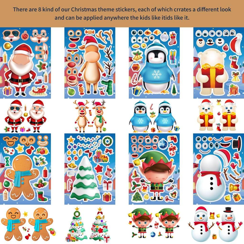 Adorable Cartoon Santa Claus Interactive Puzzle Diy Face Stickers For Kids Fun