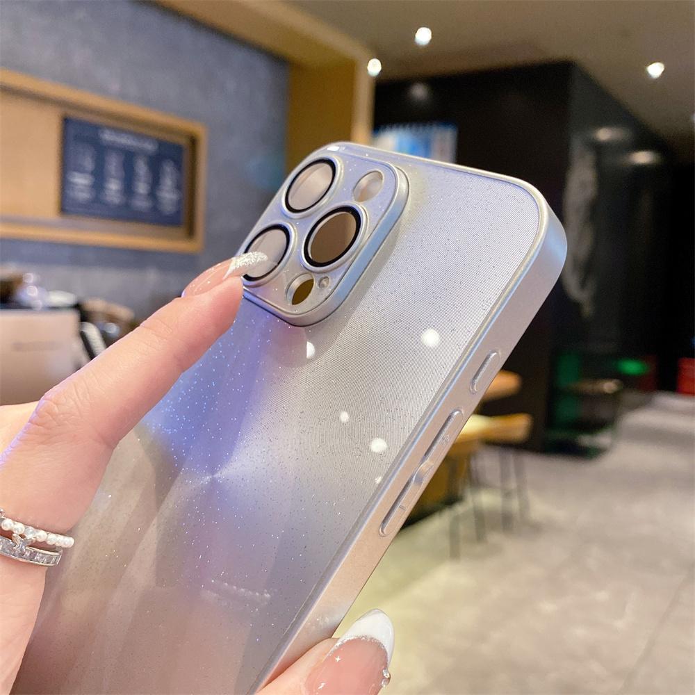 Luxury Laser Aurora Glossy Bling Glitter Phone Case For iPhone 17 16 15 14 13 12 11 Pro Max 16 Plus Lens Camera Protection Cover