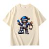 Men's Summer 100% Cotton Fashionable Casual Loose Large Size Cartoon Bear Printed Sports Round Neck Short Sleeve T-shirt Top