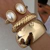 Ingemark Exaggerated Punk Smooth Heavy Metal Chunky Spring Bangles Women Hip Hop Gold Color Arm Bracelet Steampunk Men Jewelry