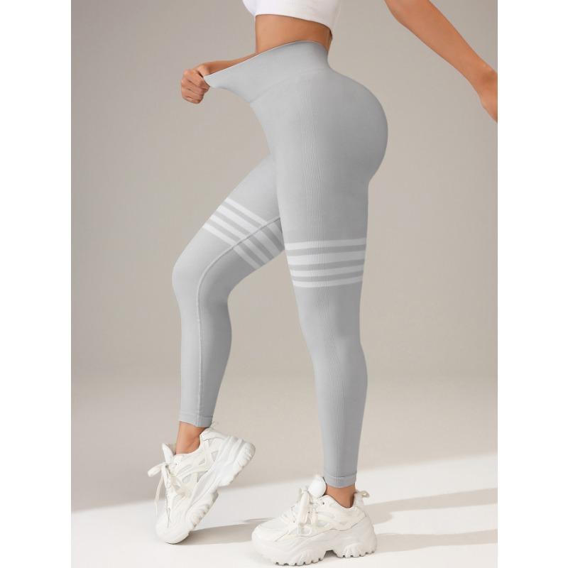 Striped Outdoor Sports Leggings Women's High Waist Hip Yoga Suit Quick-drying Running Sports Fitness Pants