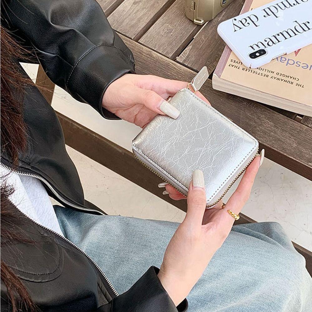 Solid Color PU Zipper Wallet Korean Style Card Holder Portable Solid Color Coin Purse  Outdoor