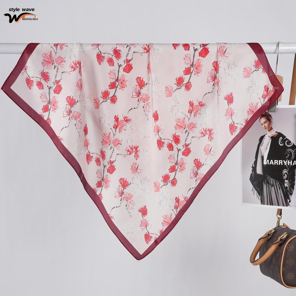 Fresh Pastoral Daisy Print Silk Scarf: Women's Spring/Summer Sun Protection & Versatile Neck Scarf