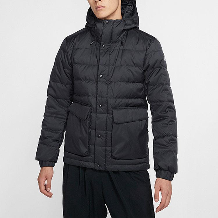 Nike SB Warme und winddichte lässige Sport-Daunenjacke mit Kapuze für Herren Oberbekleidung Schwarz 693335-011