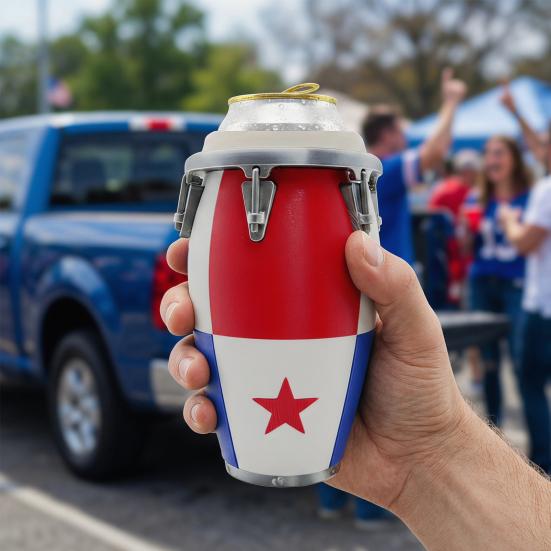 Conga Style Soda Can Holder 3D Printed Classic Drum Shape Flag Pattern 12Oz Standard Cola Beverage Beer Can Holder