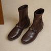 3cm Womens British Style Stretch Ankle Boots Round Toe Platform Slip-On Short Fall Winter
