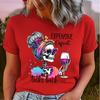 Baumwolle 100% Ein neues Sommer-Mode-T-Shirt für Damen mit Rundhalsausschnitt, kurzen Ärmeln und lustigem Totenkopf-Buchstabenmuster-Print