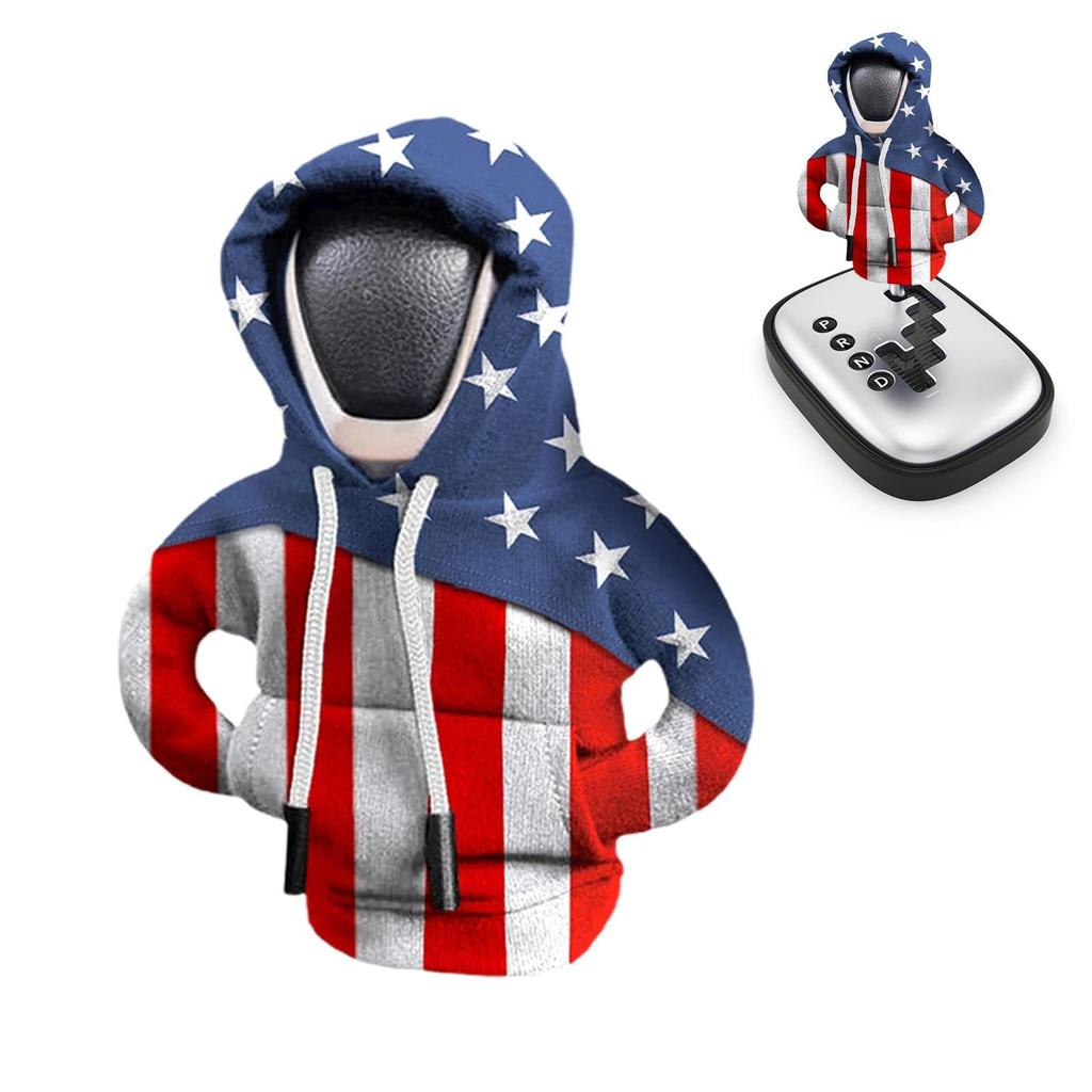 Car Gear Shift Cover, Creative American Flag, Car Gear Steering Wheel Cover, Car Gear