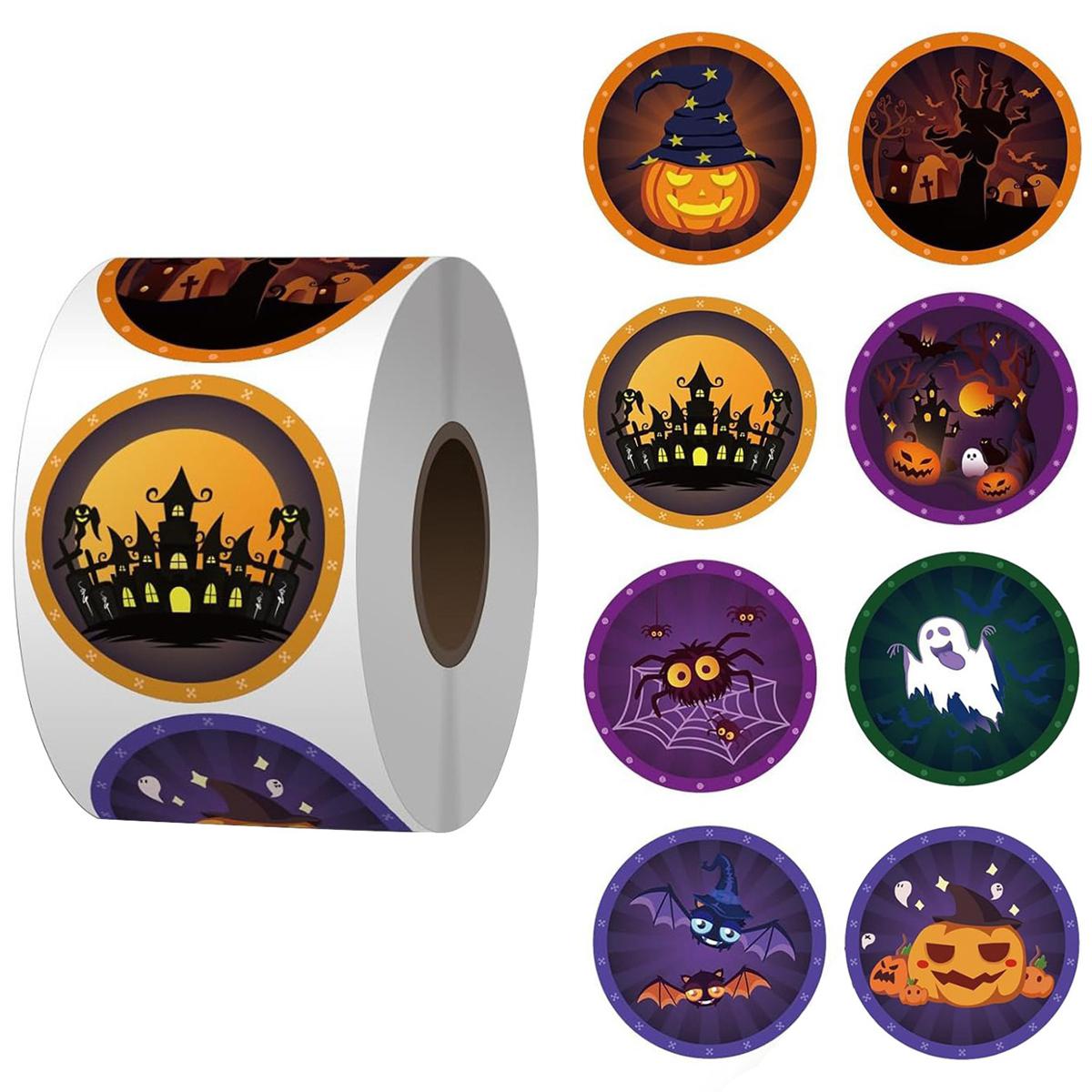

500 Pcs Pumpkin Ghost Halloween Stickers for Kids Round Sticker Gift Sealing Label Envelope Decor Stationery Stickers 1 inch