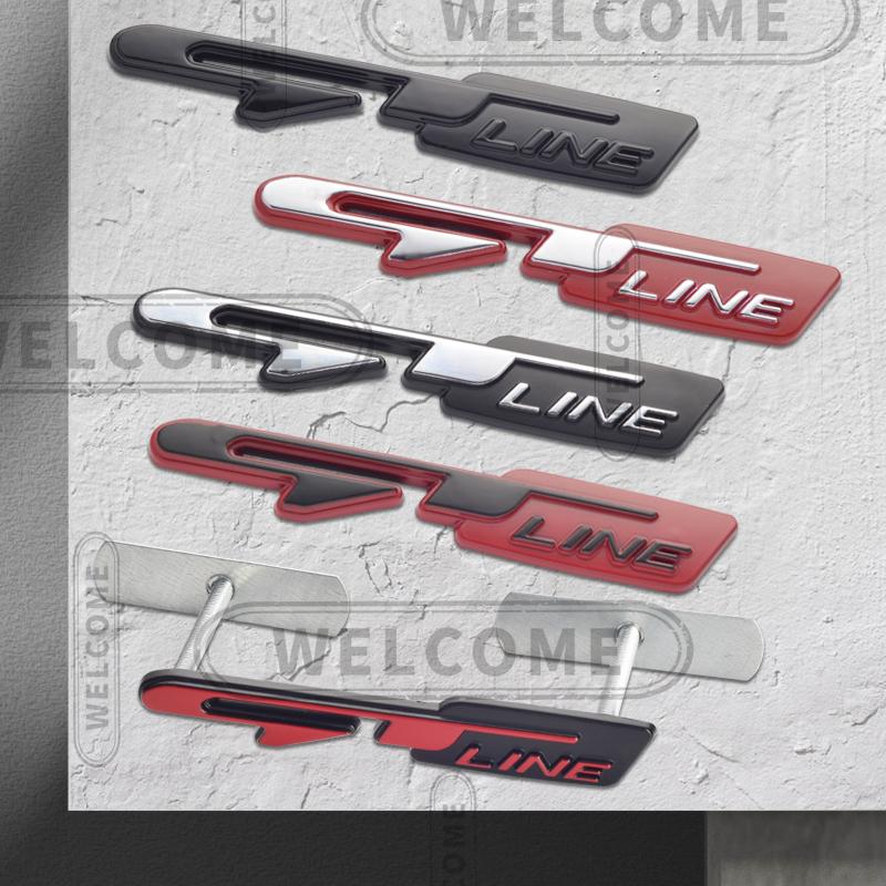 AIL1 3D Metalen GT Line Logo Auto Letter Embleem Grille Badge Sticker Kofferbak Decals Voor Kia Sportage Sorento K3 K5 K9 Styling Accessoires
