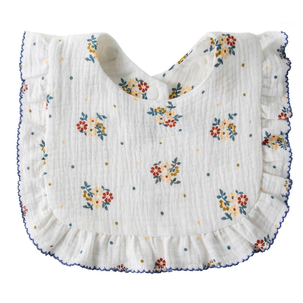 Baby Bibs Organic Cotton Muslin Scarf Burp Cloths Ruffle Floral Gauze Water Absorb Bandana for Newborn Accessories Feeding Kids