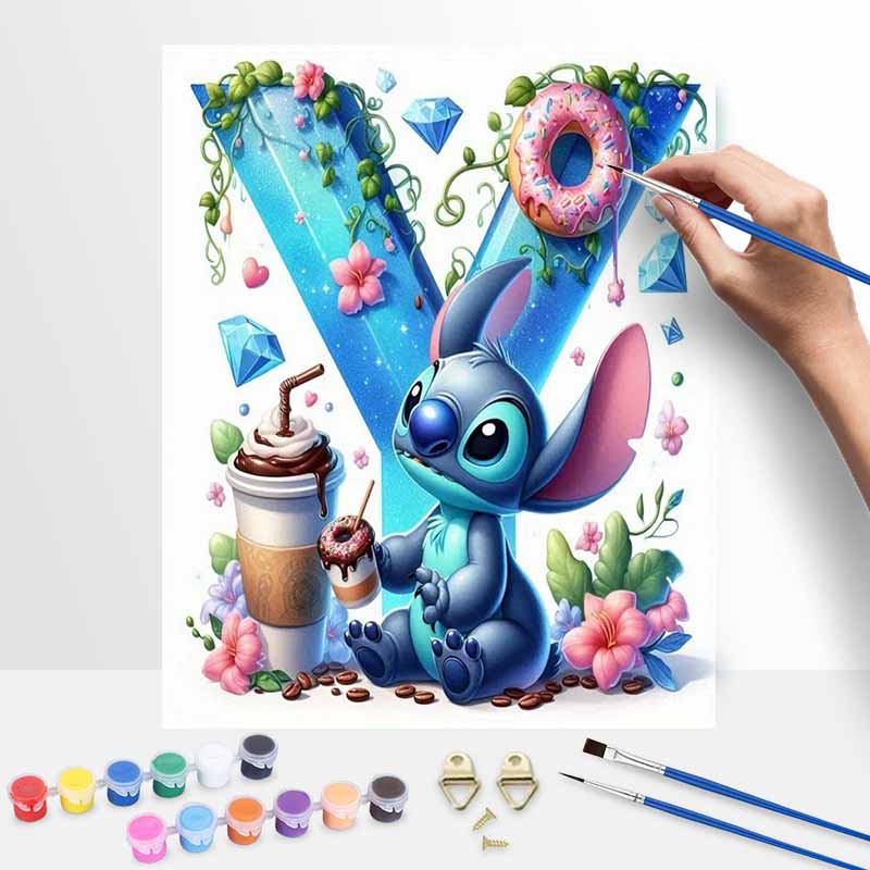 Disney Oil Painting Painting Art Stitch Coffee & Donut Hobby Cultivating Gifts Home Decoration